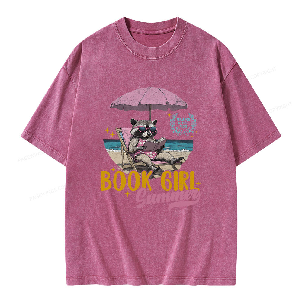 Book Girl Summer Unisex Washed T-shirt