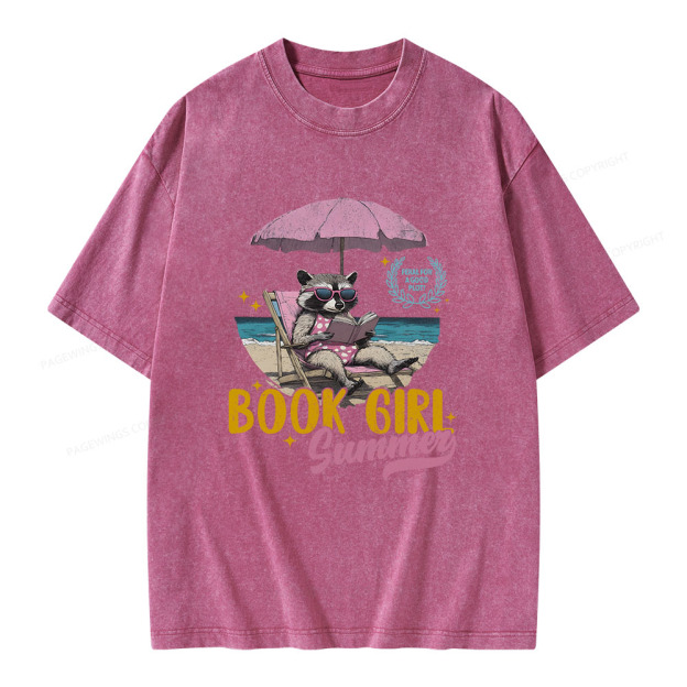 Book Girl Summer Unisex Washed T-shirt