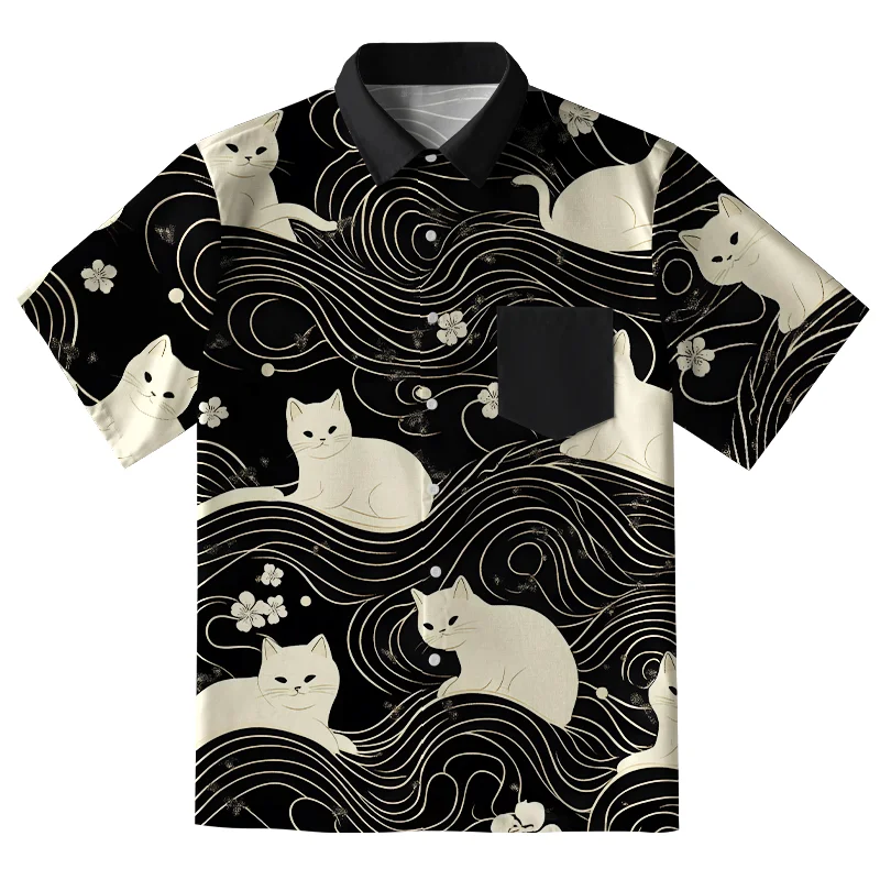  Mysterious Cat Button-up Shirt