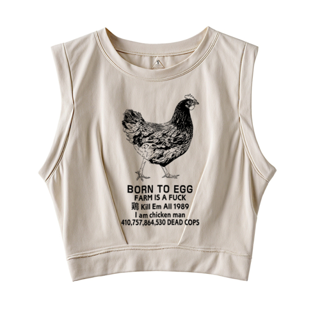  Born To Egg Sleeveless Crop Top