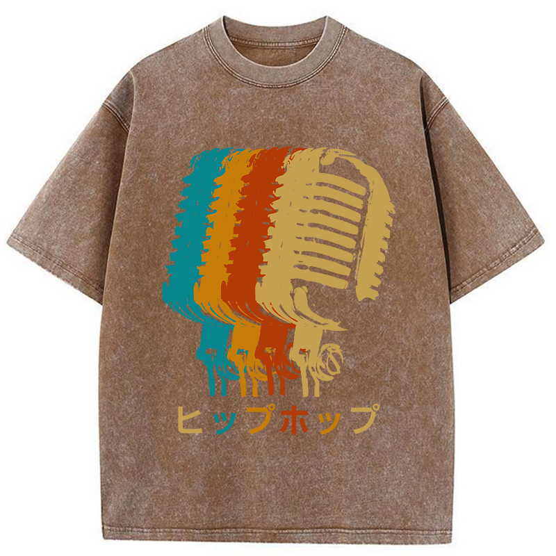 Vintage Hip-hop Mic Washed T-Shirt
