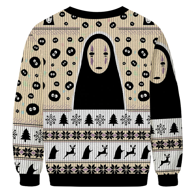 Unisex No Face and Soot Sprites Christmas Ugly Sweatshirt
