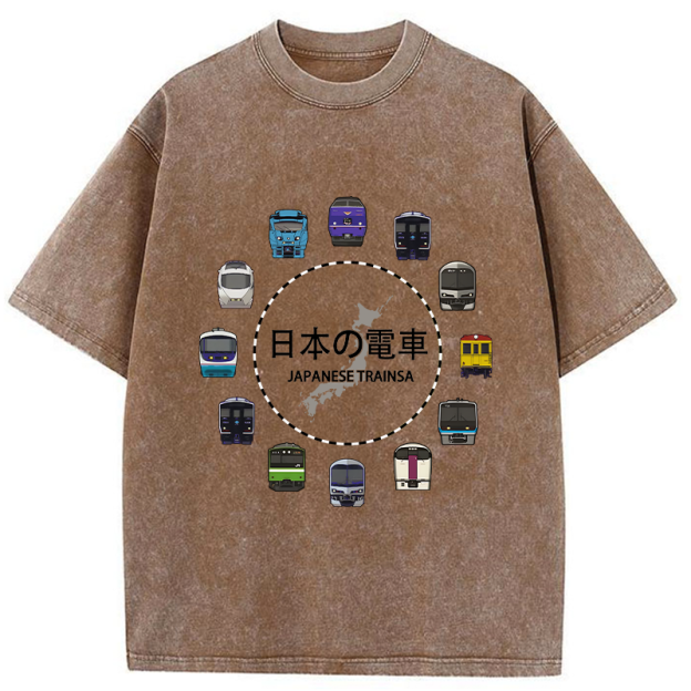 Japanese Trains Washed T-Shirt