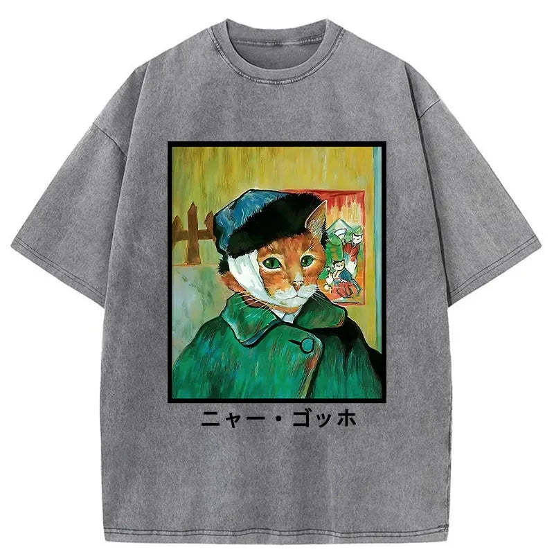 Meow Gogh Washed T-Shirt