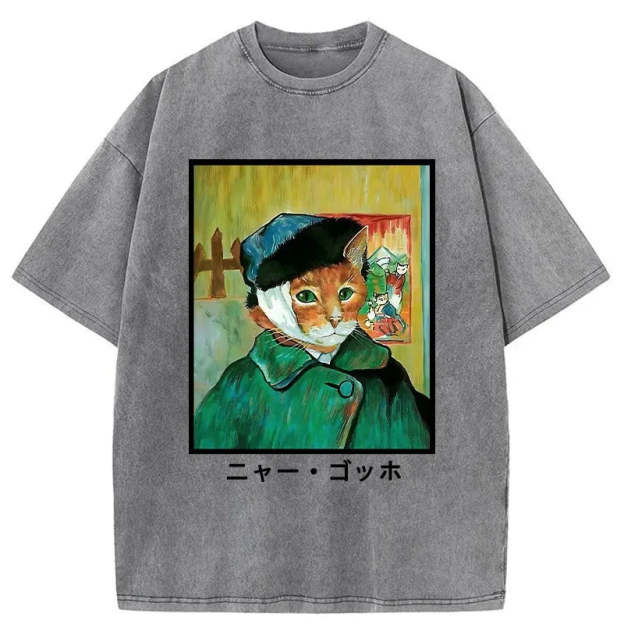 Meow Gogh Washed T-Shirt