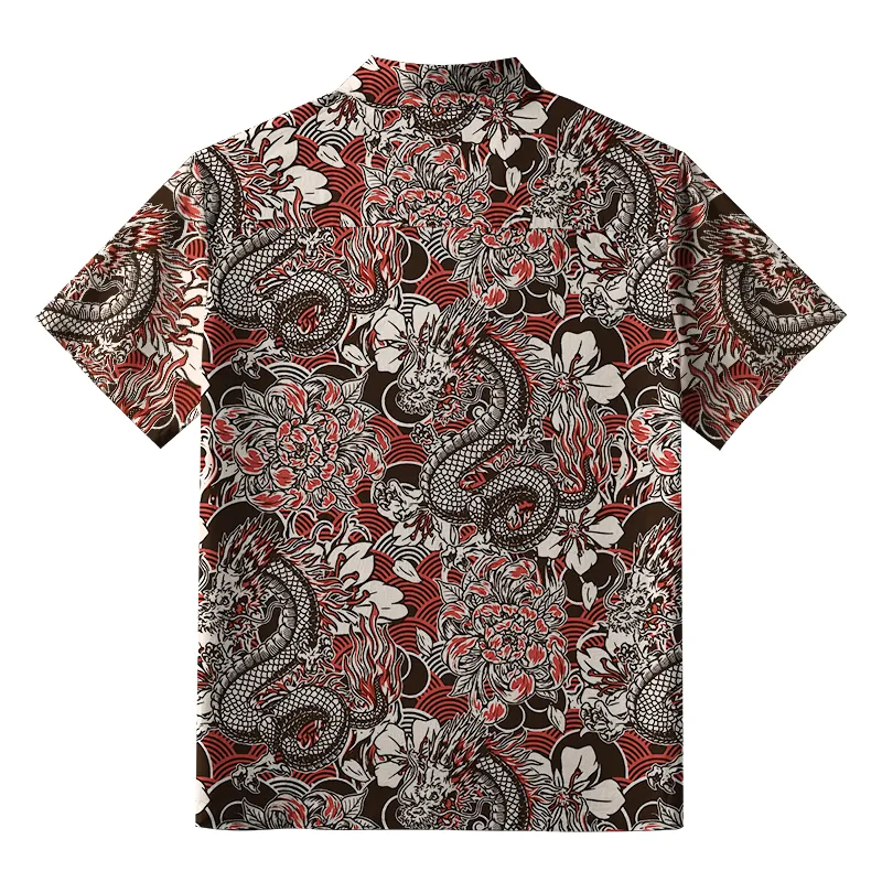  Japanese Retro Dragon Button-up Shirt