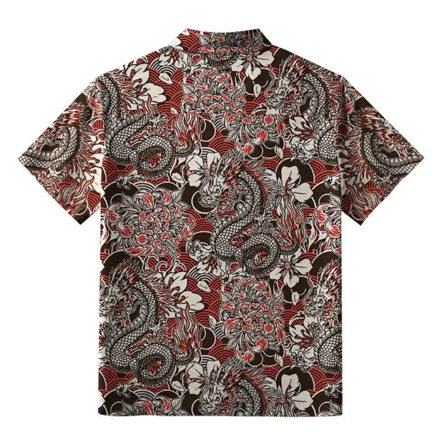  Japanese Retro Dragon Button-up Shirt