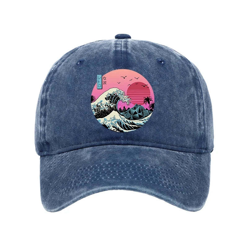  Japanese The Great Retro Wave Washed Cap