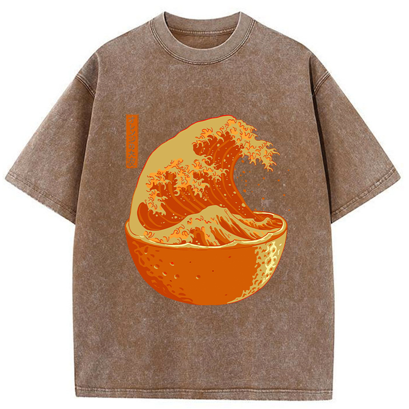 The Great Wave Off Orange Washed T-Shirt