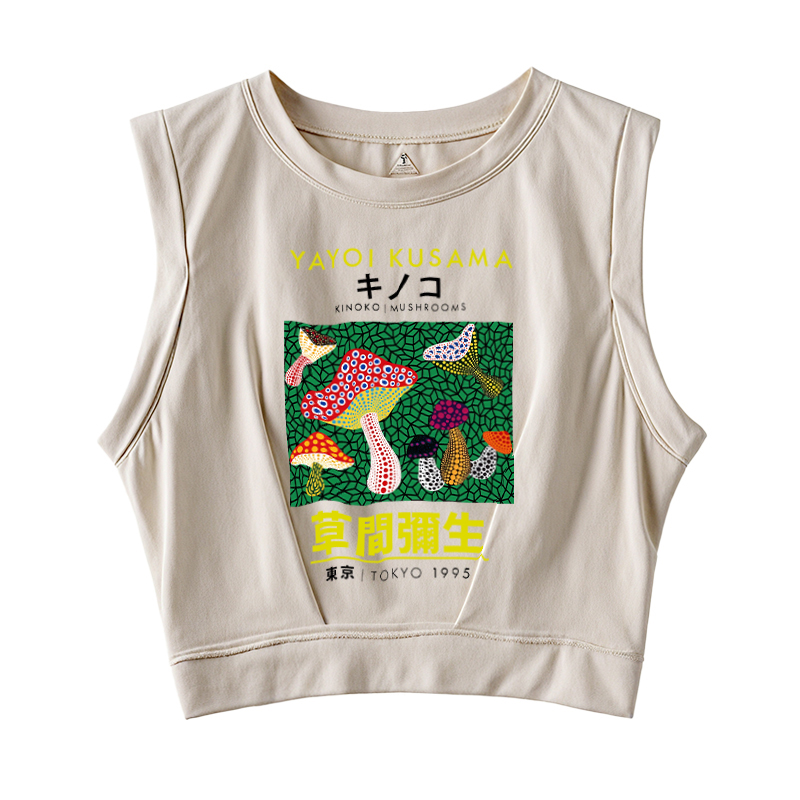  Yayoi Kusama Spotted Mushroom Vintage Sleeveless Crop Top