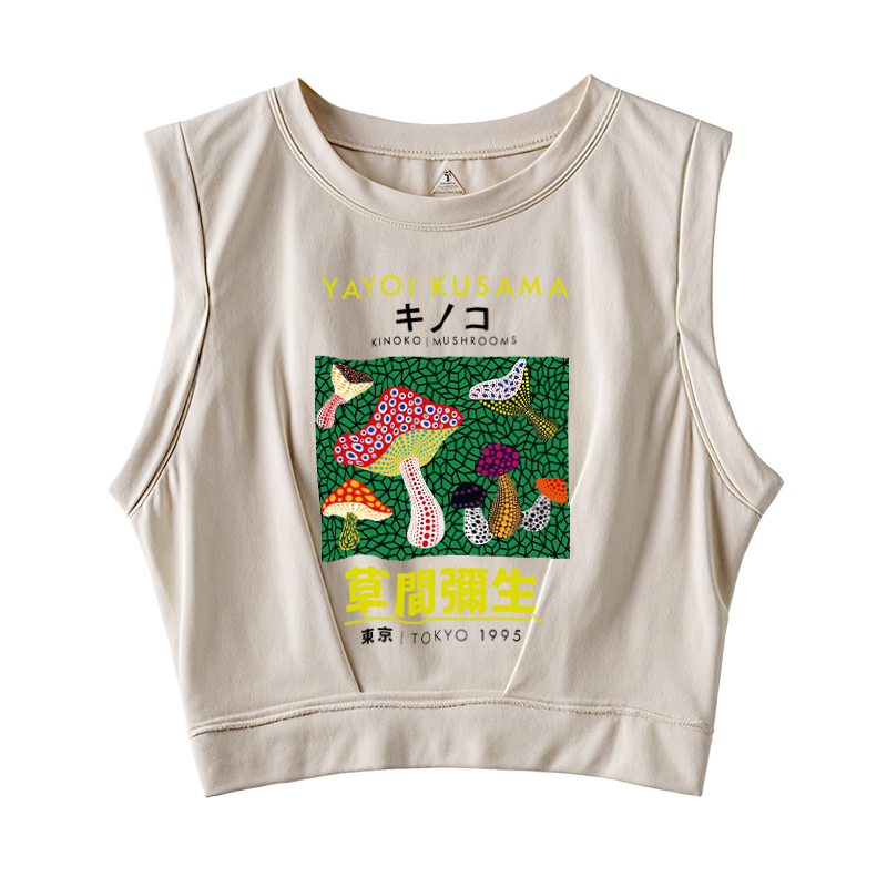  Yayoi Kusama Spotted Mushroom Vintage Sleeveless Crop Top