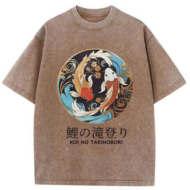 Two Koi Carps Washed T-Shirt