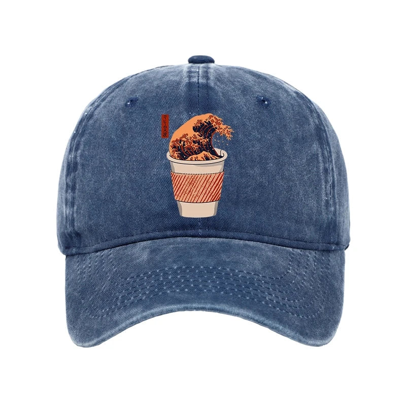  The Great Wave Coffee Washed Cap