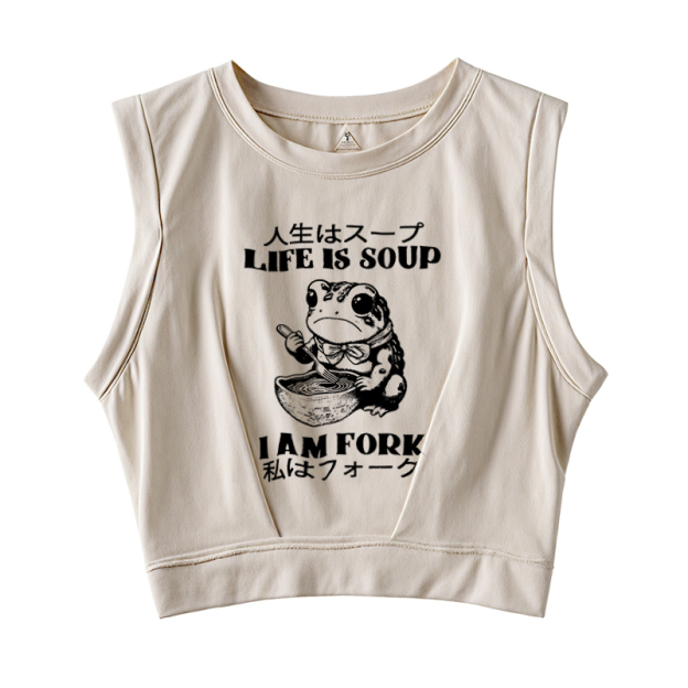 Life Is Soup I Am Fork Sleeveless Crop Top