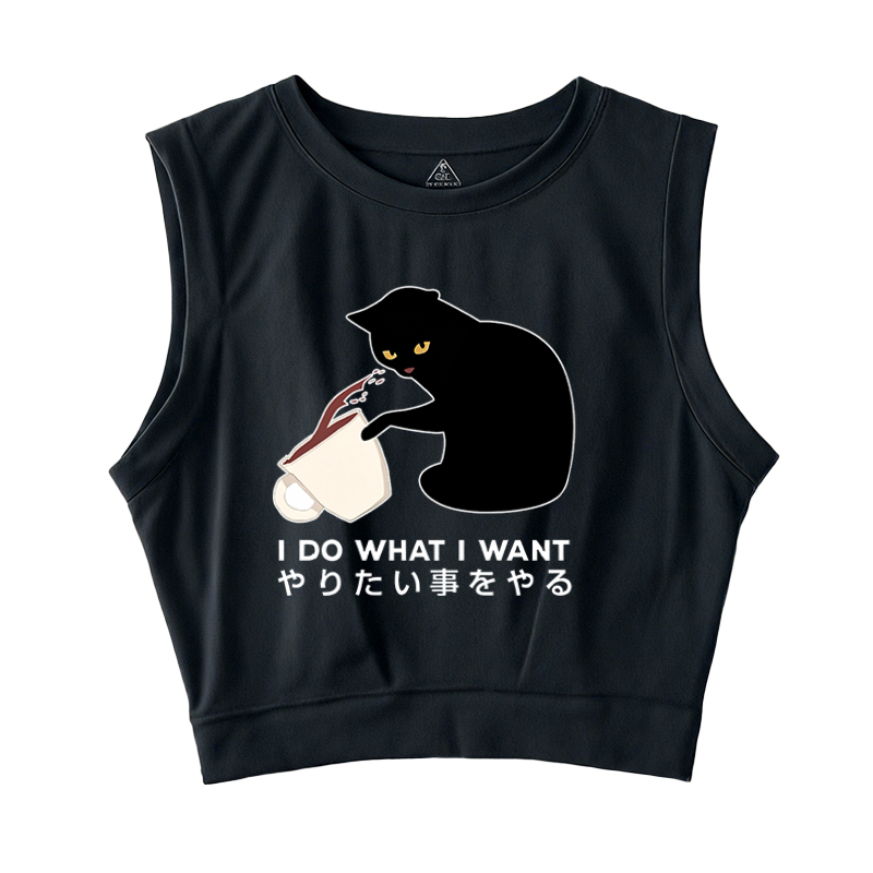  Tsundere Cat Funny Sleeveless Crop Top