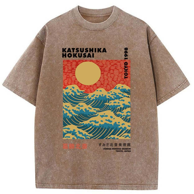 Katsushika Hokusai Washed T-Shirt