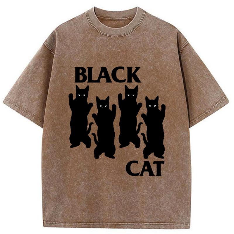 Four Black Cats Washed T-Shirt
