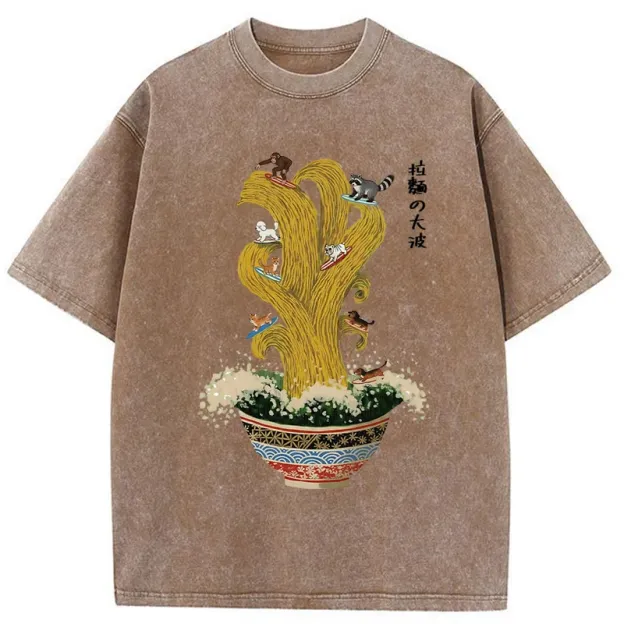 Unisex Ramen Surfing Washed T-Shirt