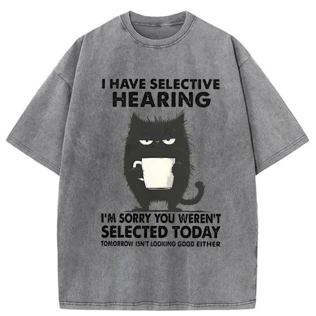 Unisex Selective Hearing Washed T-Shirt