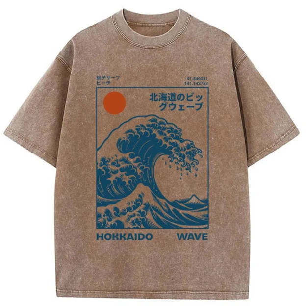 Hokkaido Wave Japan Washed T-Shirt