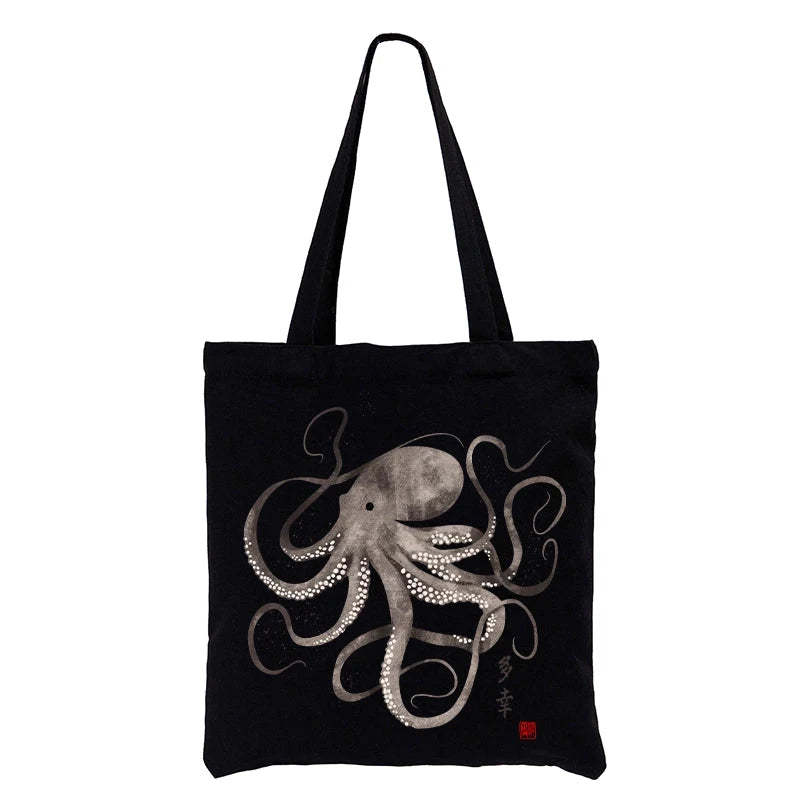  Octopus Japanese Calligraphy Tote Bag