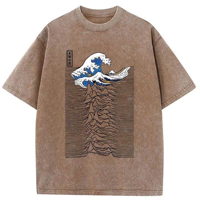 Music And Waves Washed T-Shirt