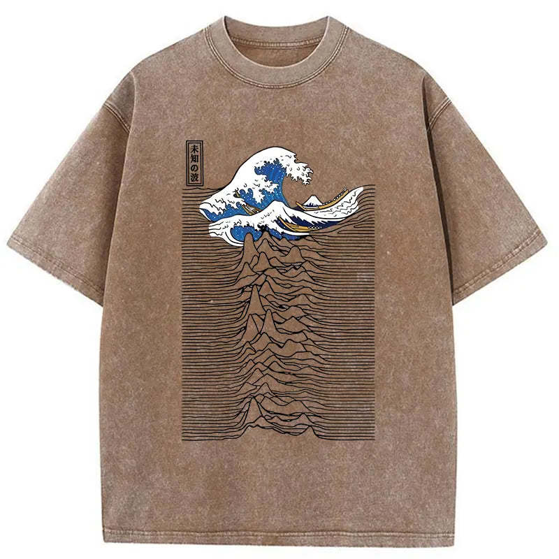 Music And Waves Washed T-Shirt