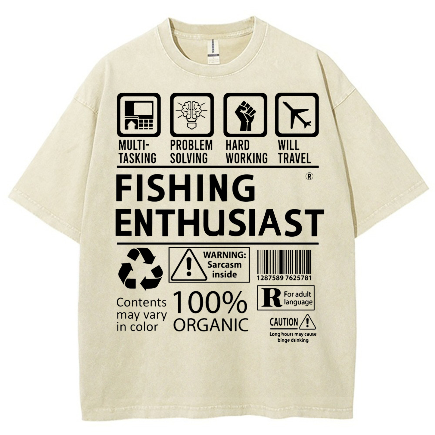 Unisex Fishing Enthusiast Printed Washed Tee