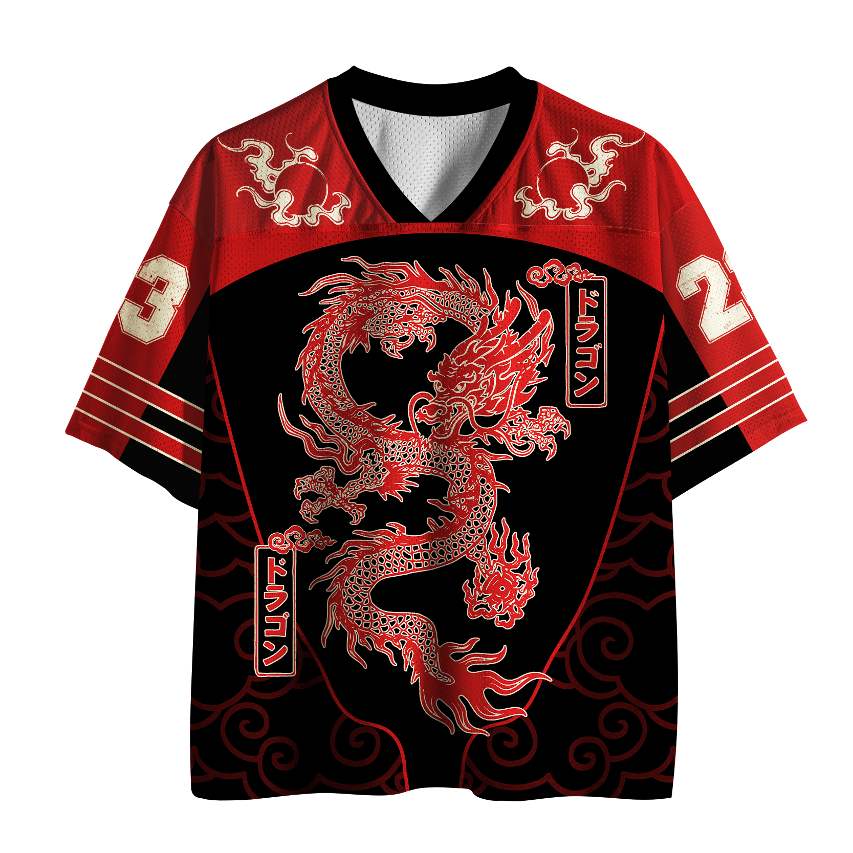 Auspicious Dragon Cloud Printed Jersey Shirts