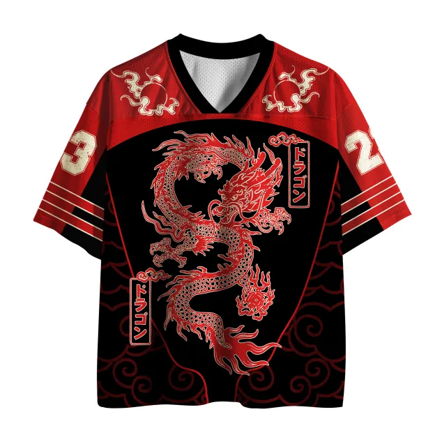 Auspicious Dragon Cloud Printed Jersey Shirts