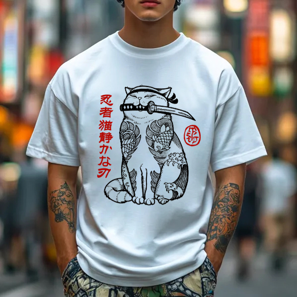 Cat Samurai Men's T-Shirt