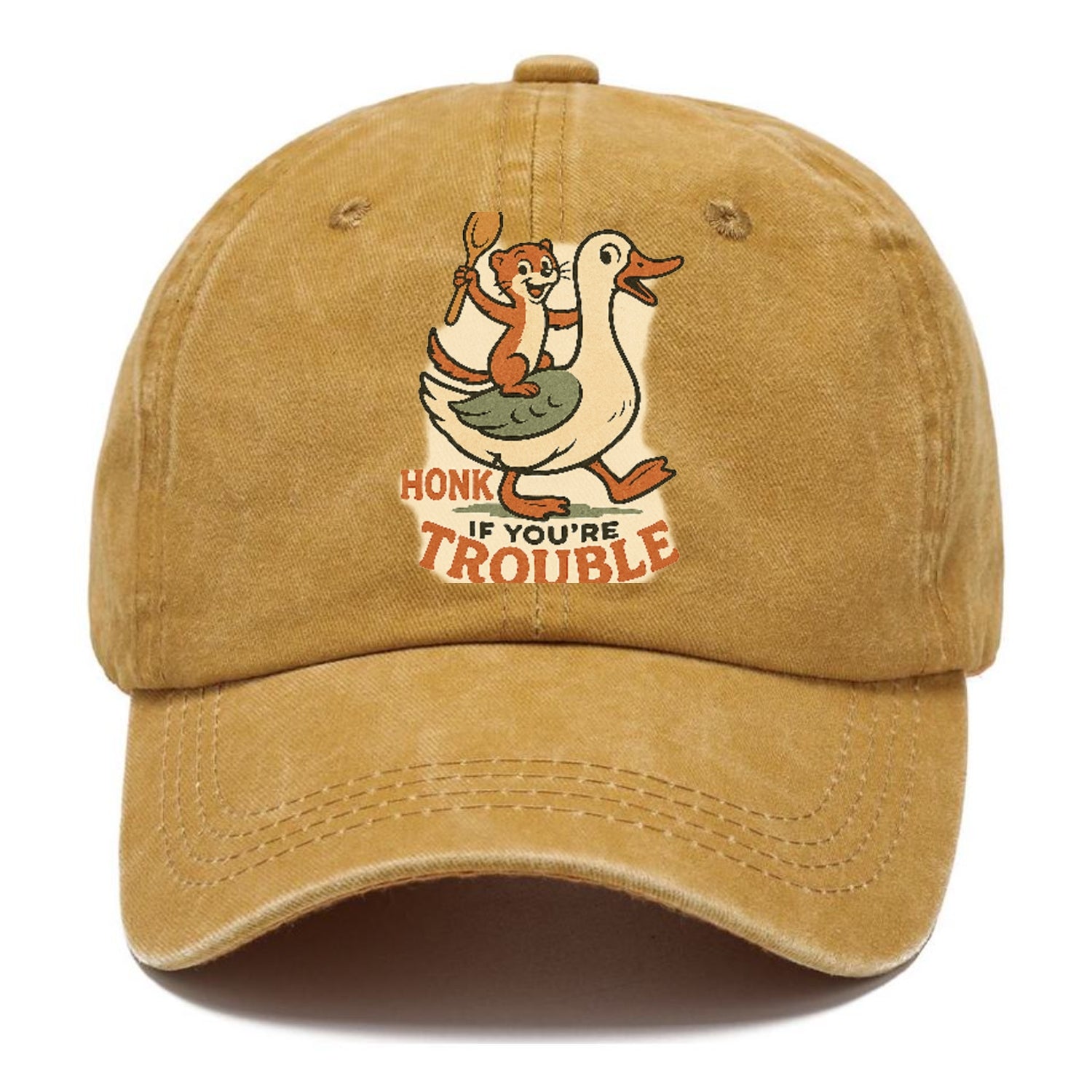 Trouble Cartoon Washed Cap