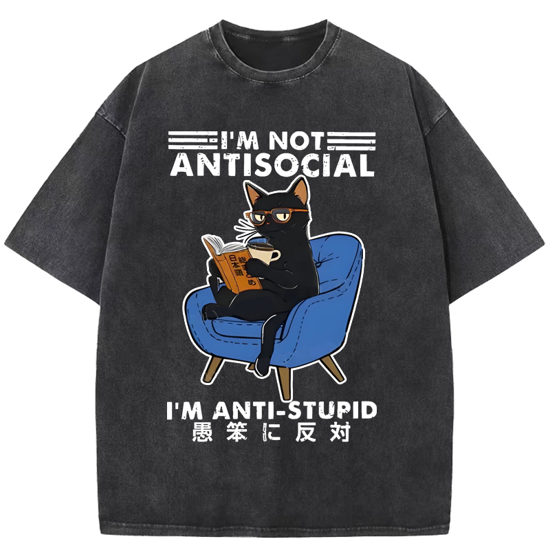 I'm not antisocial Washed T-Shirt