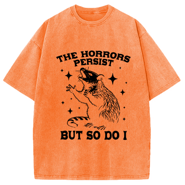 Funny Angry Opossum Possum Washed T-Shirt
