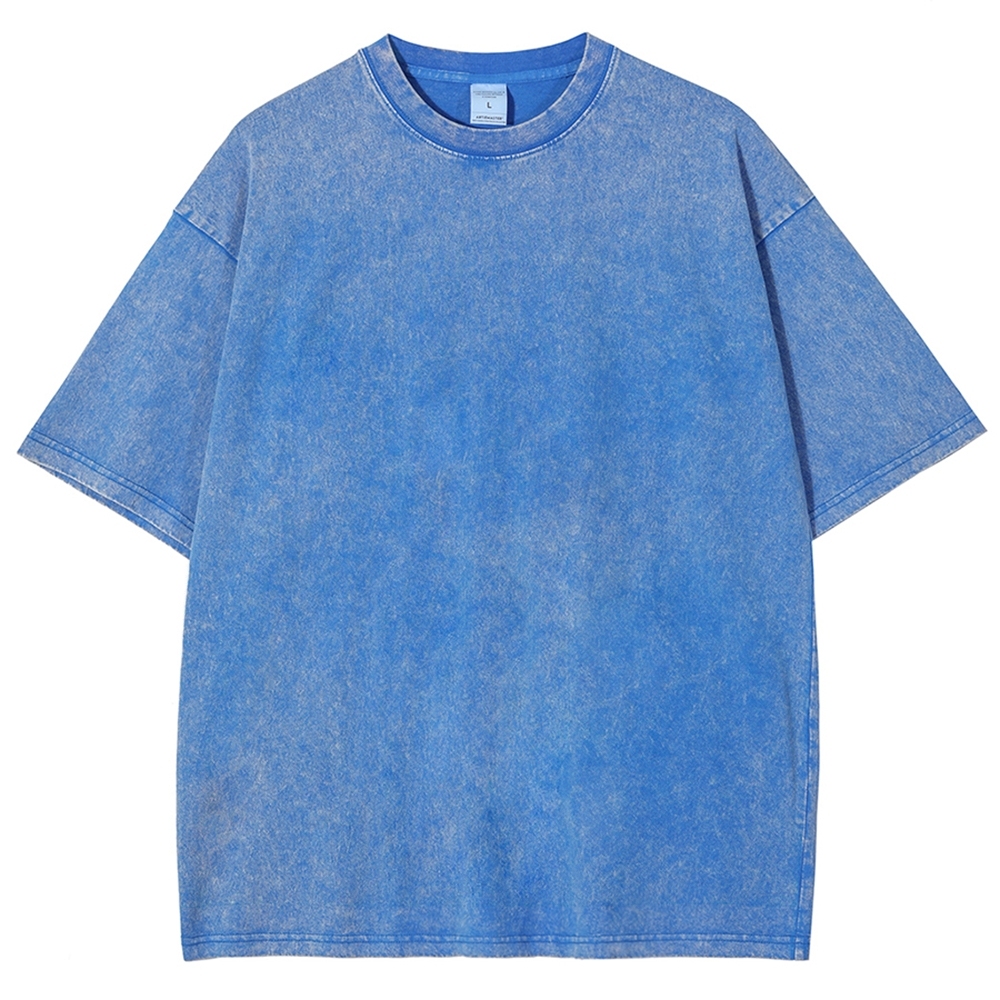 Fishes Pattern Printed Washed Vintage Short Sleeves T-Shirt