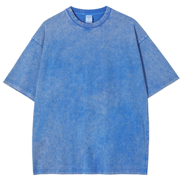 Fishes Pattern Printed Washed Vintage Short Sleeves T-Shirt