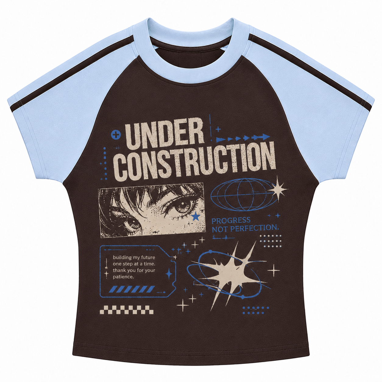 Under Construction Stripe Raglan Baby Tee