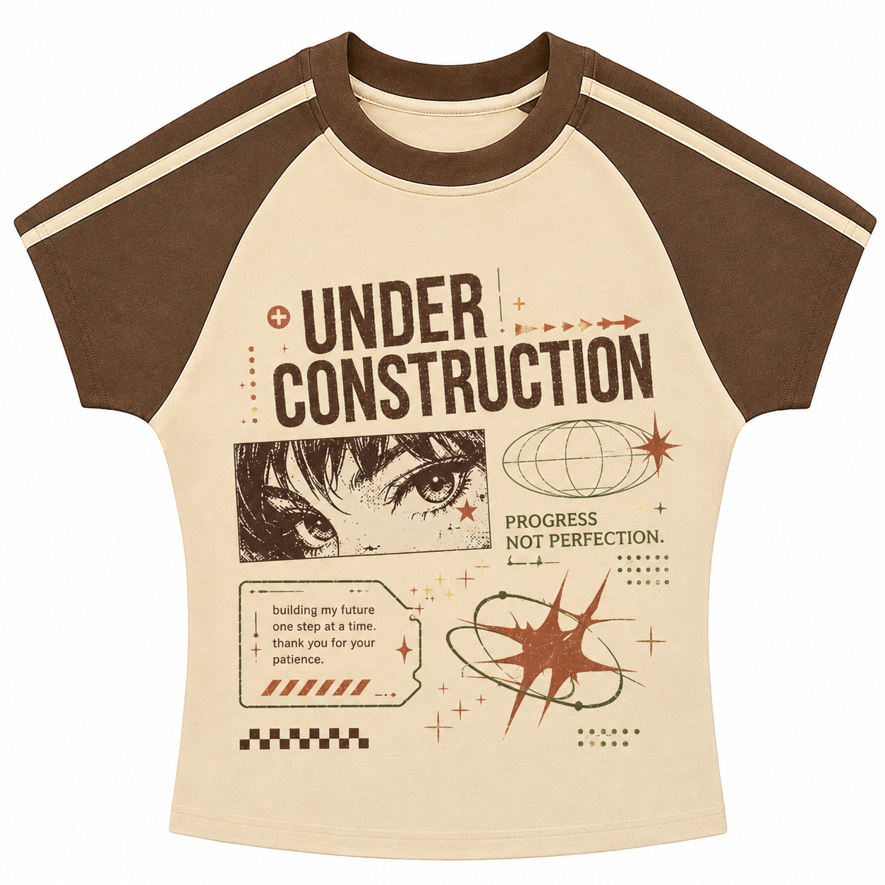 Under Construction Stripe Raglan Baby Tee