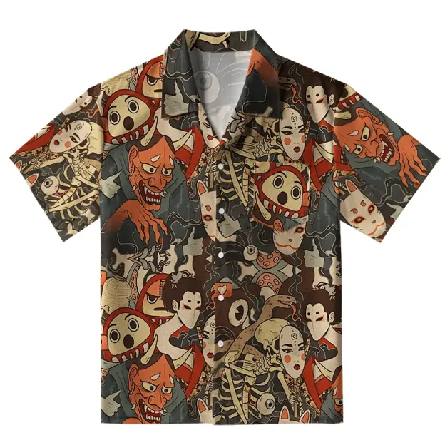  Japanese Geisha And Yokai Aloha Hawaiian Shirt