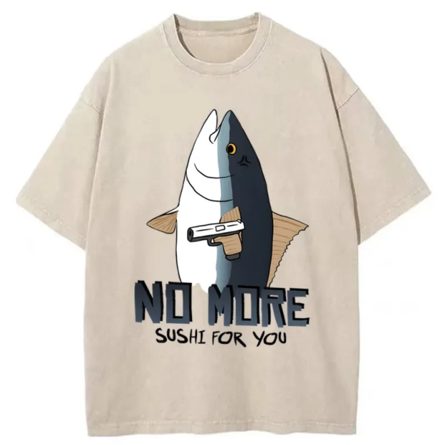 Fish With A Gun Washed T-Shirt