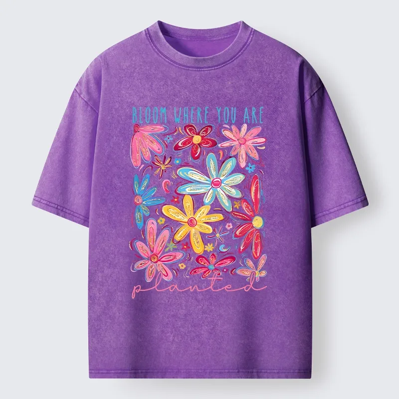 Positive Flower Vibe Washed T-Shirt