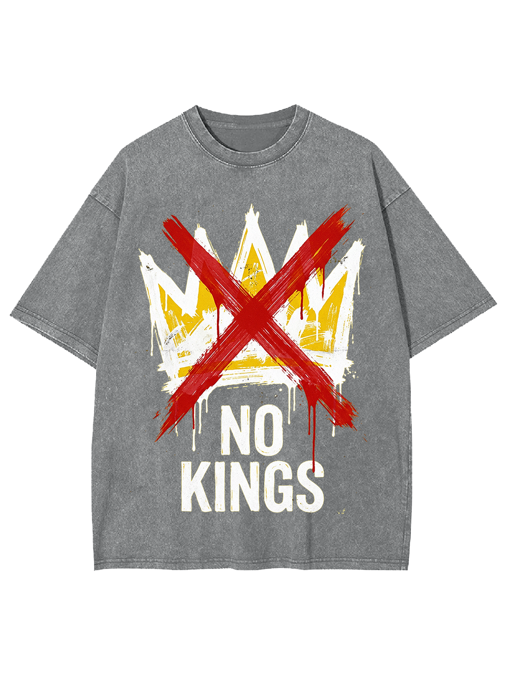 Unisex NO KINGS—Street Rebellion Printed Washed Tee