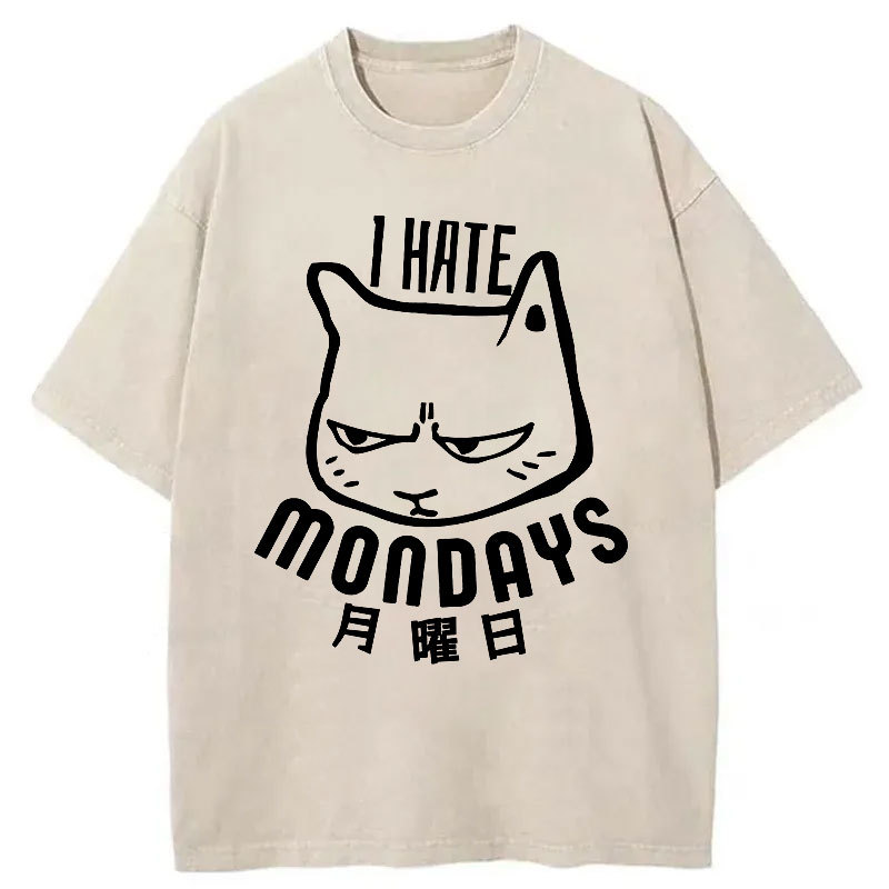 Cat Hate Monday Washed T-Shirt