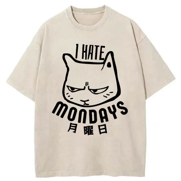 Cat Hate Monday Washed T-Shirt