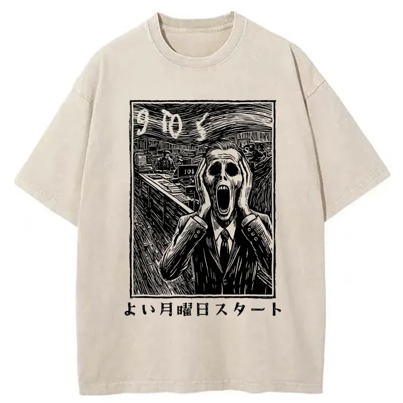 Office Worker The Scream Washed T-Shirt