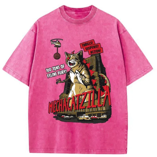 MechaCatzilla Washed T-Shirt