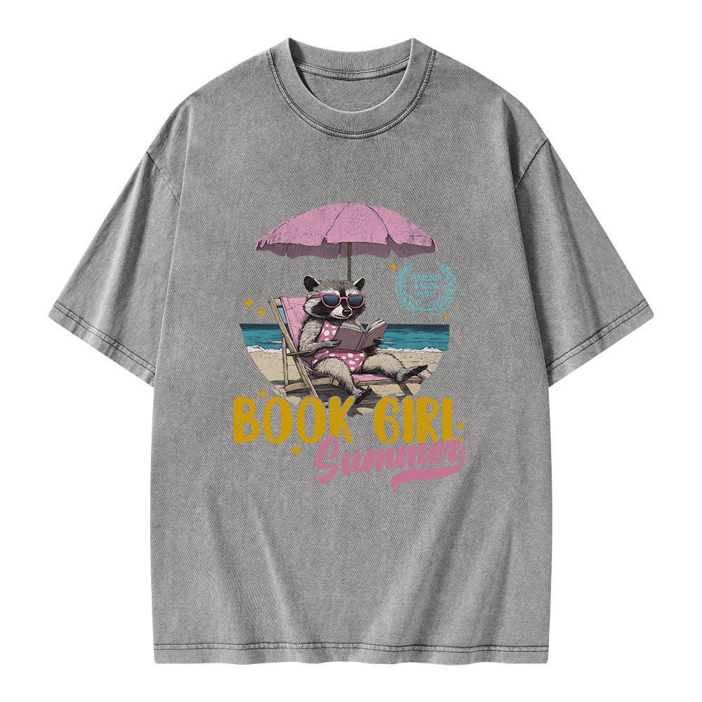 Book Girl Summer Unisex Washed T-shirt