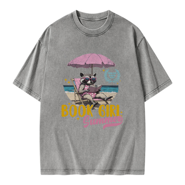 Book Girl Summer Unisex Washed T-shirt