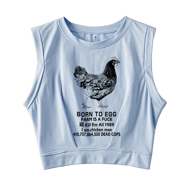  Born To Egg Sleeveless Crop Top