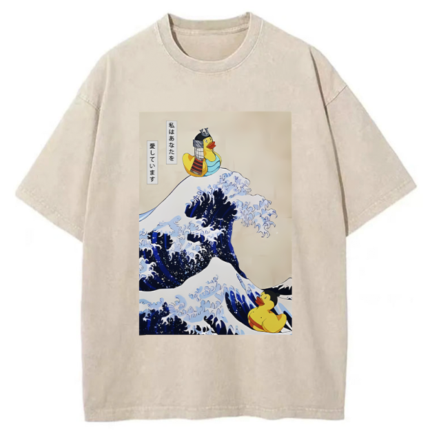Samurai Duck And Sumo Duck Washed T-Shirt